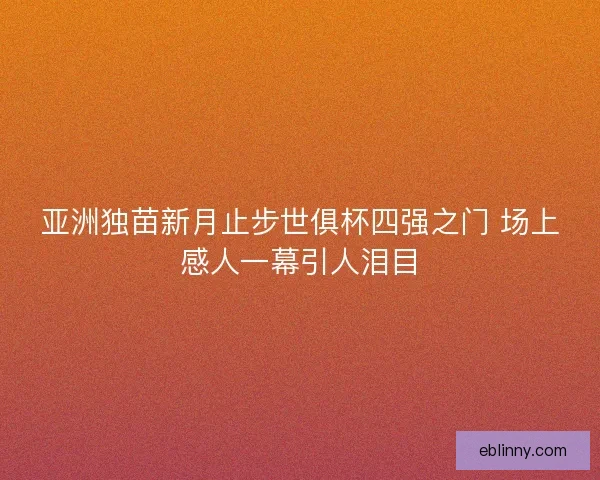 亚洲独苗新月止步世俱杯四强之门 场上感人一幕引人泪目